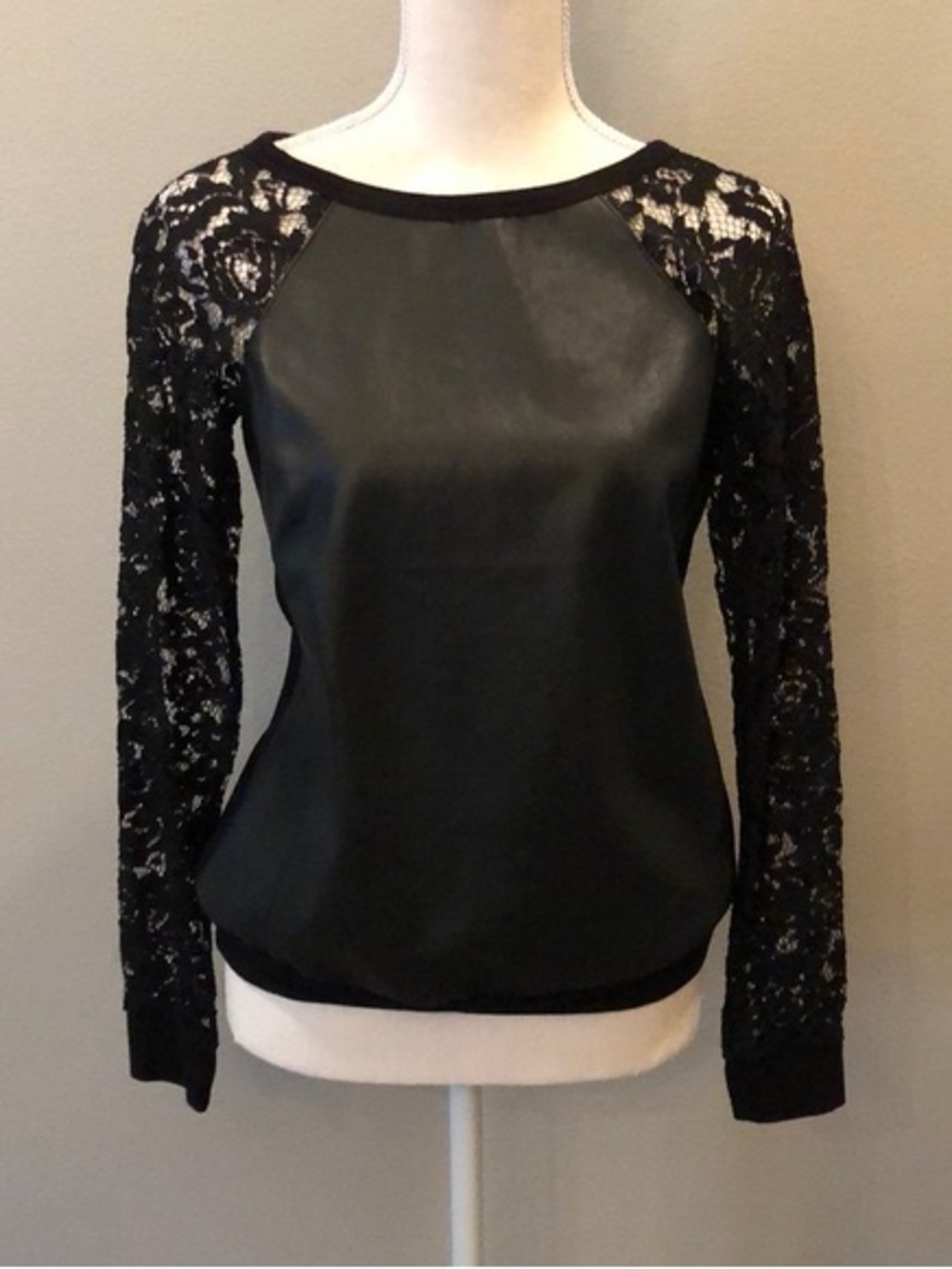 Bailey 44 Black Lace-Sleeve Pullover